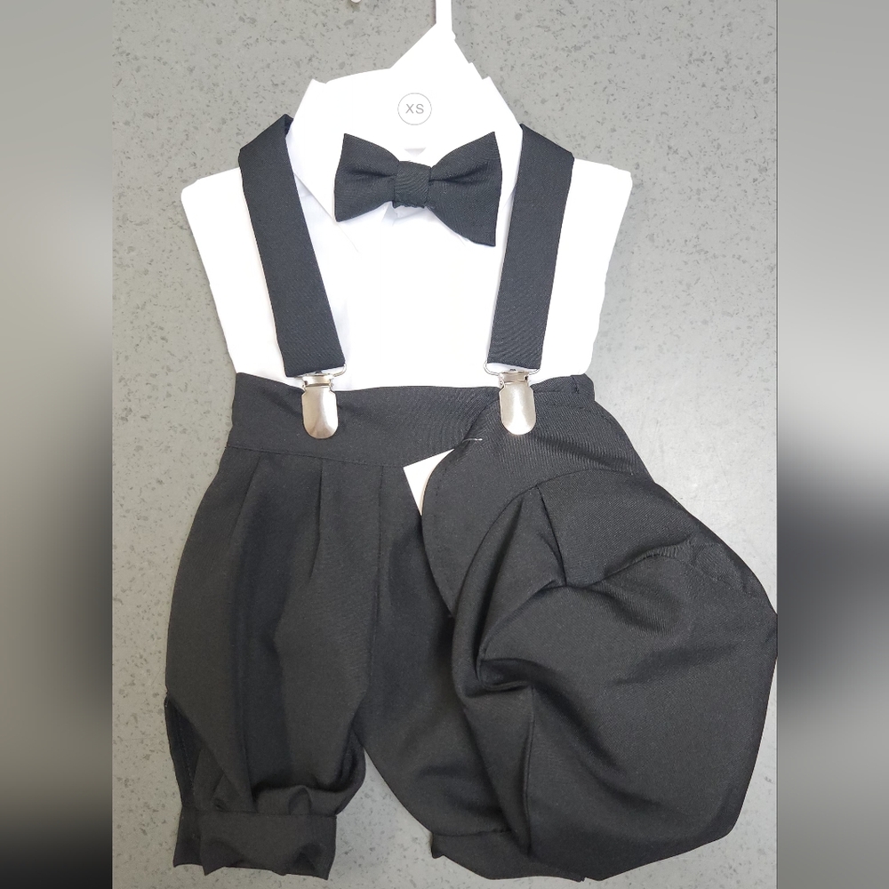Black Bow Tie and Suspender Set For Baby